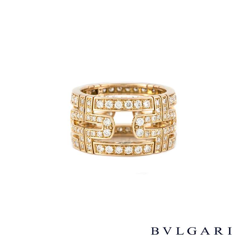 Bvlgari 18k Rose Gold Diamond Set Parentesi Ring | Rich Diamonds